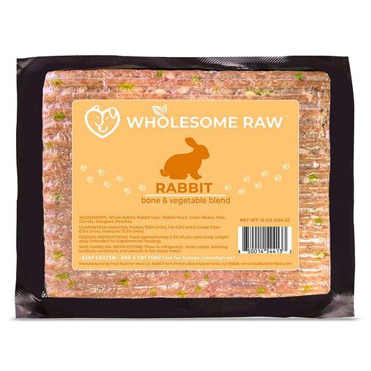 Wholsome Raw Rabbit with Bone and Vegetable Blend